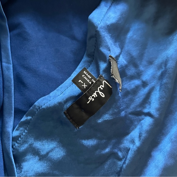 Lulus Reglan Blue Satin One-Shoulder Sash Midi Dress - Picture 8 of 9